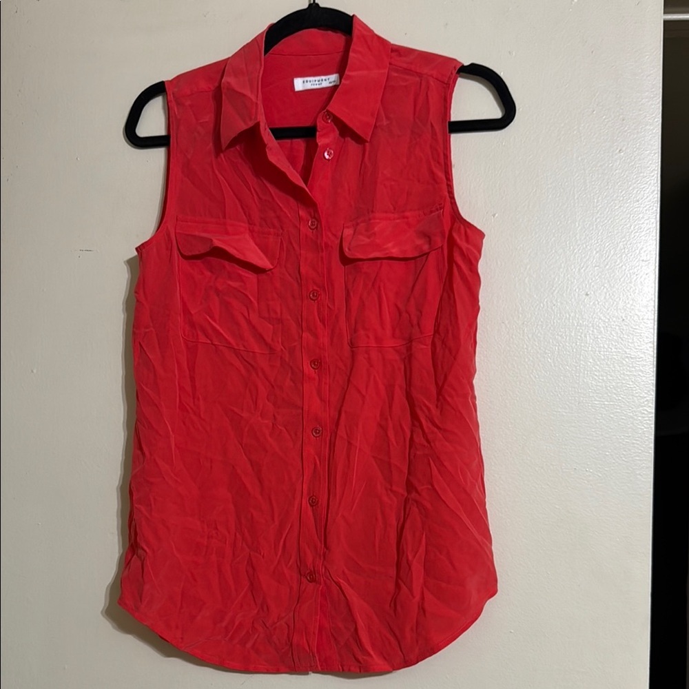 Equipment sleeveless Button-Up Top